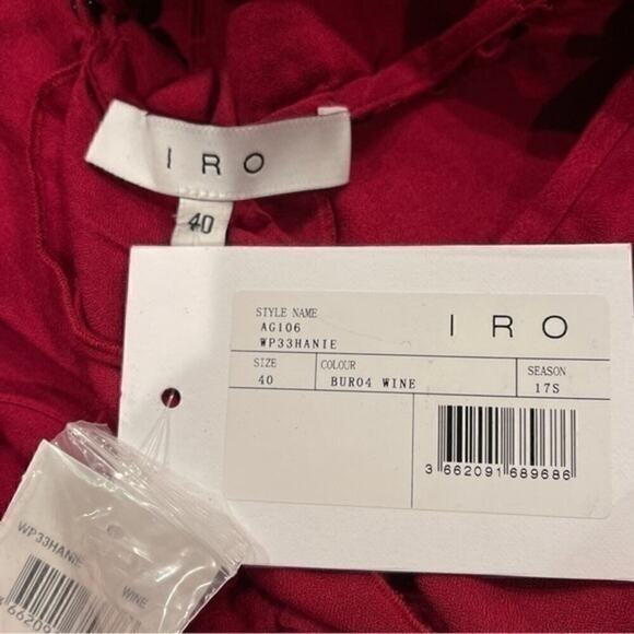 IRO Dress Hanie Red Wine Burgundy Cold Shoulder Ruffle Festival‎ Event NWT $400 - Picture 11 of 15